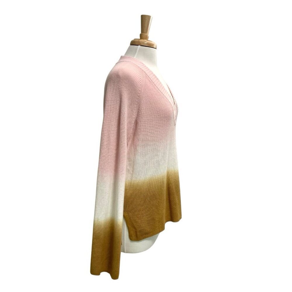 Anthropologie Ombre Dip-Dyed V-Neck Long Sleeve Pullover Sweater size Medium - Picture 4 of 8